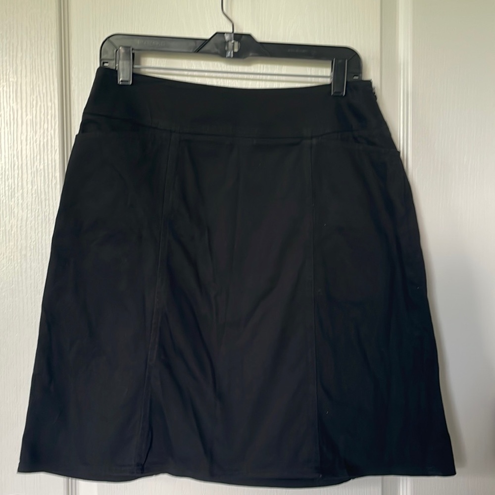 Black Cotton Skirt with Pockets and side zipper